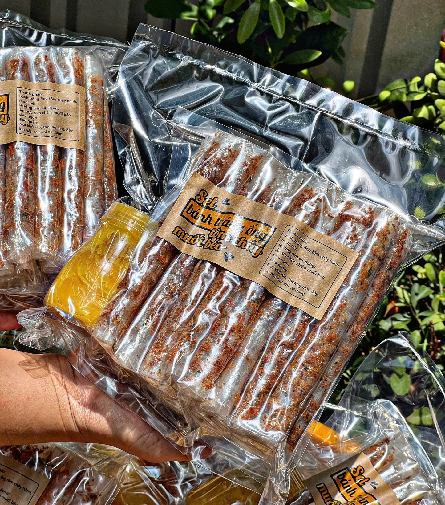 Set bánh tráng ống tôm cháy muối béo