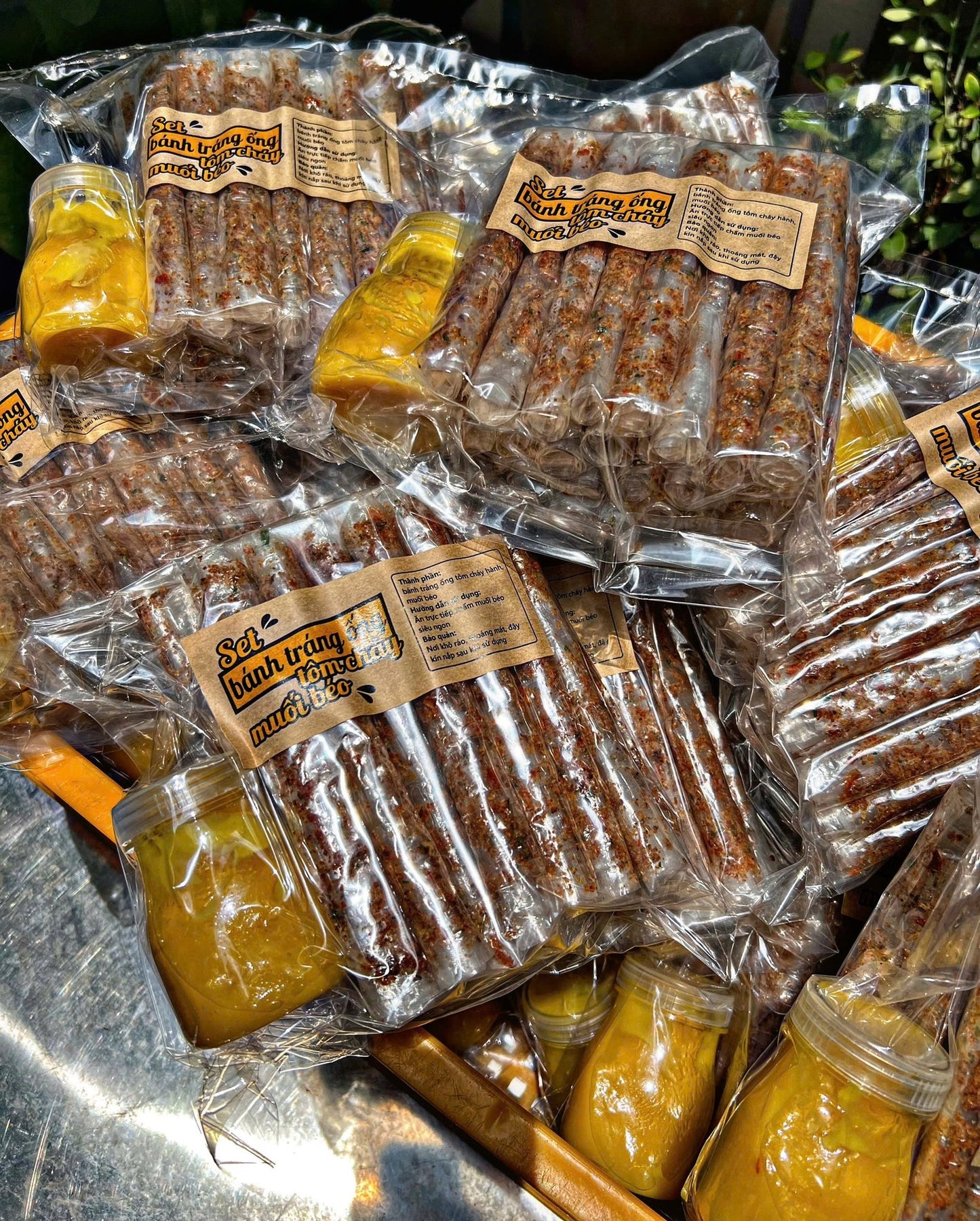 Set bánh tráng ống tôm cháy muối béo