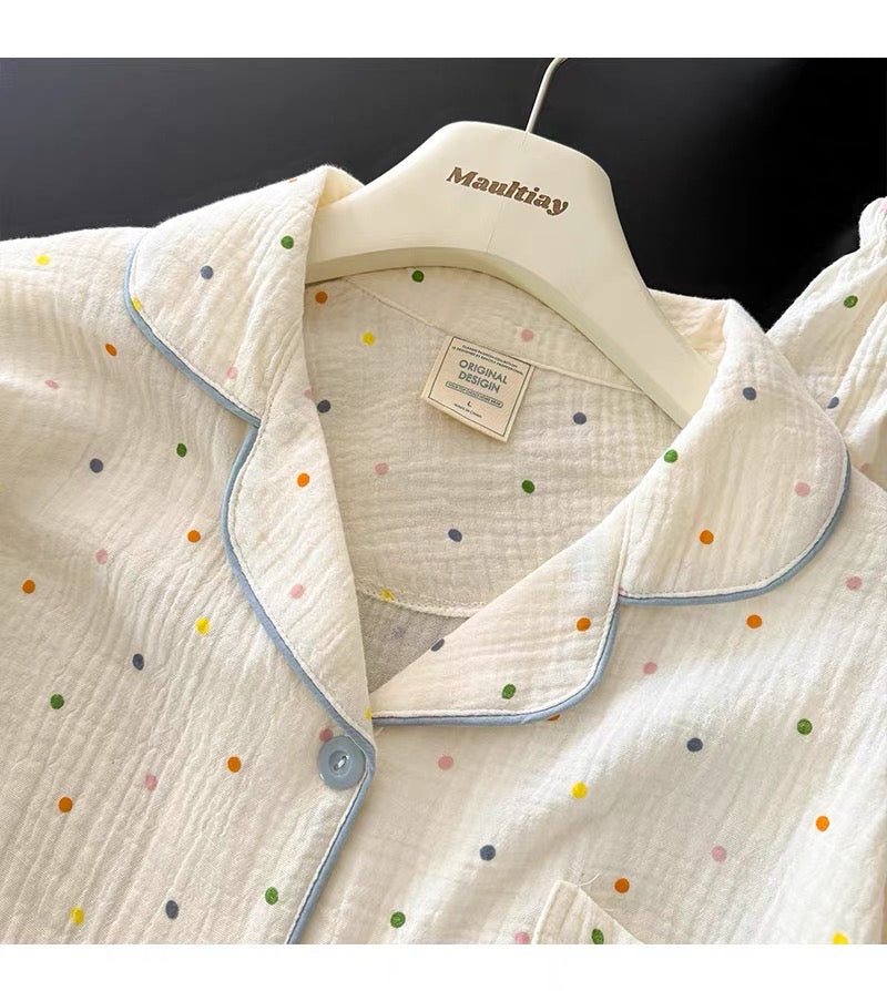 Pijama đùi chấm bi gấu trúc