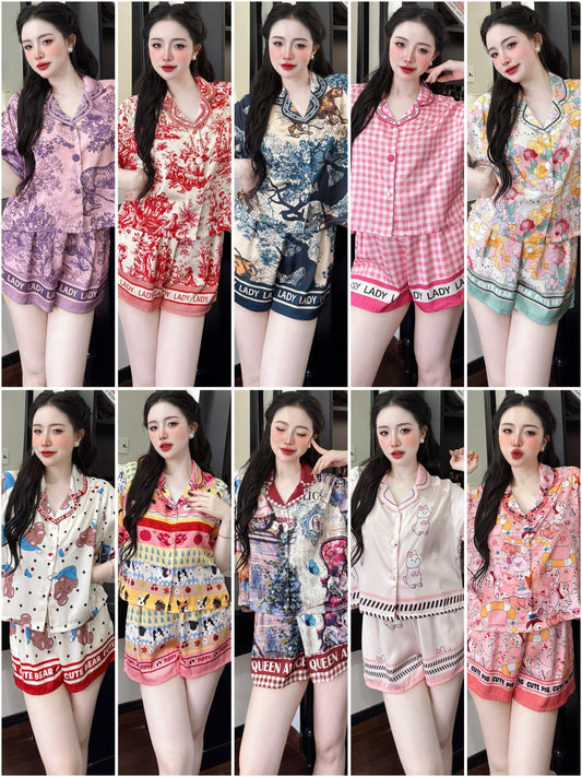 Bộ pijama croptop quần sọt cao cấp