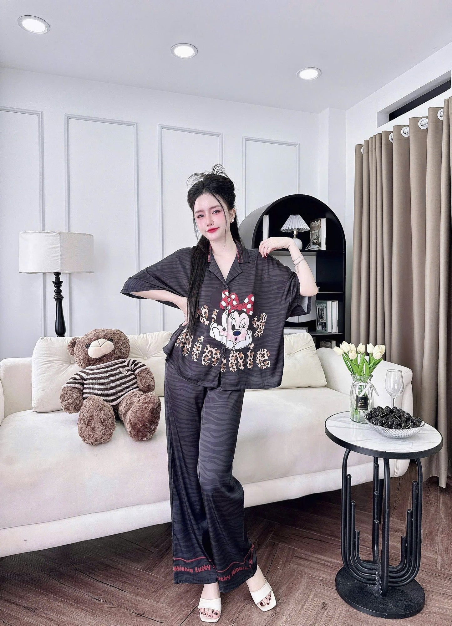 Bộ pijama quần dài áo tay lỡ cánh dơi siêu xinh