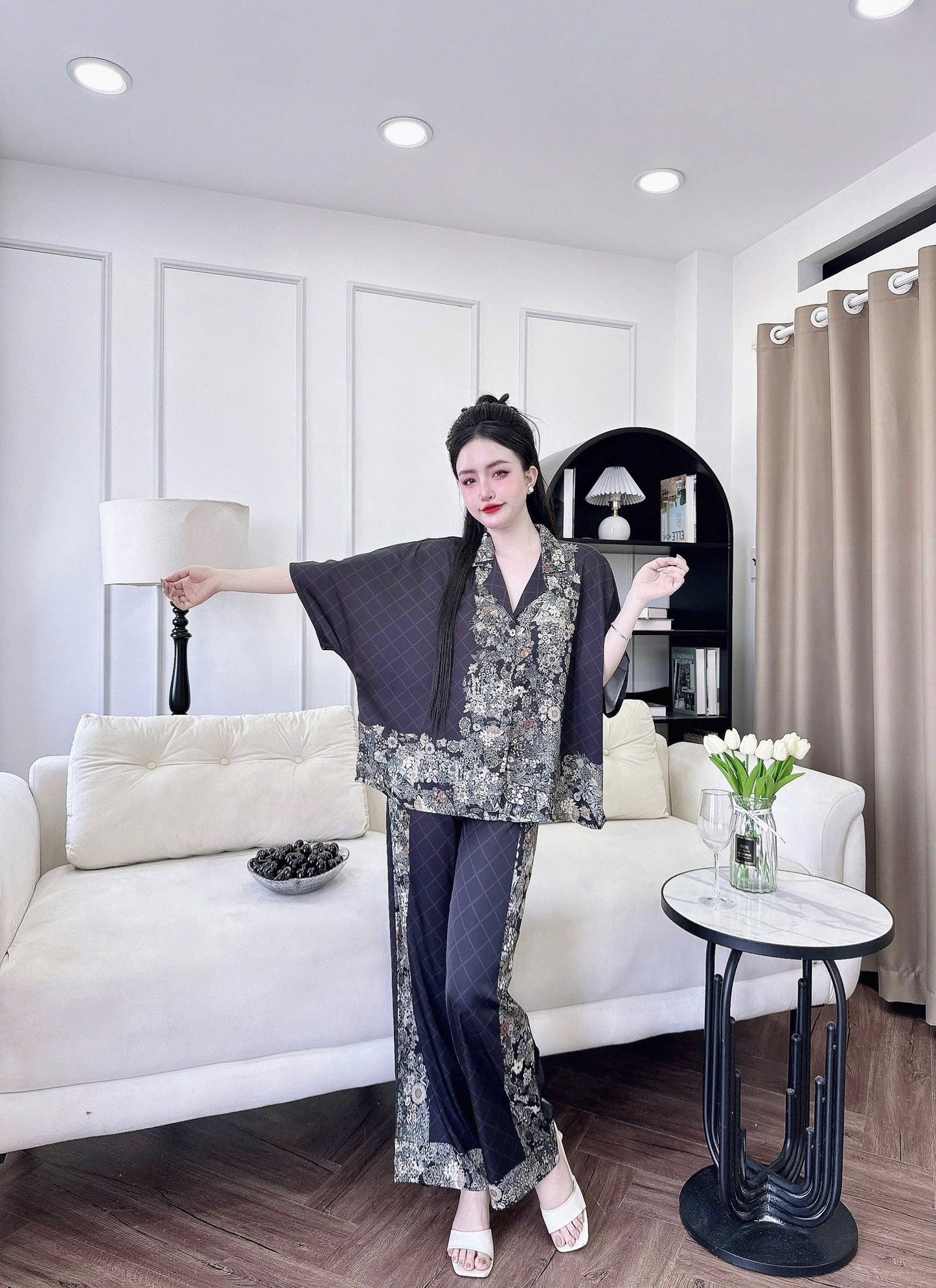 Bộ pijama quần dài áo tay lỡ cánh dơi siêu xinh