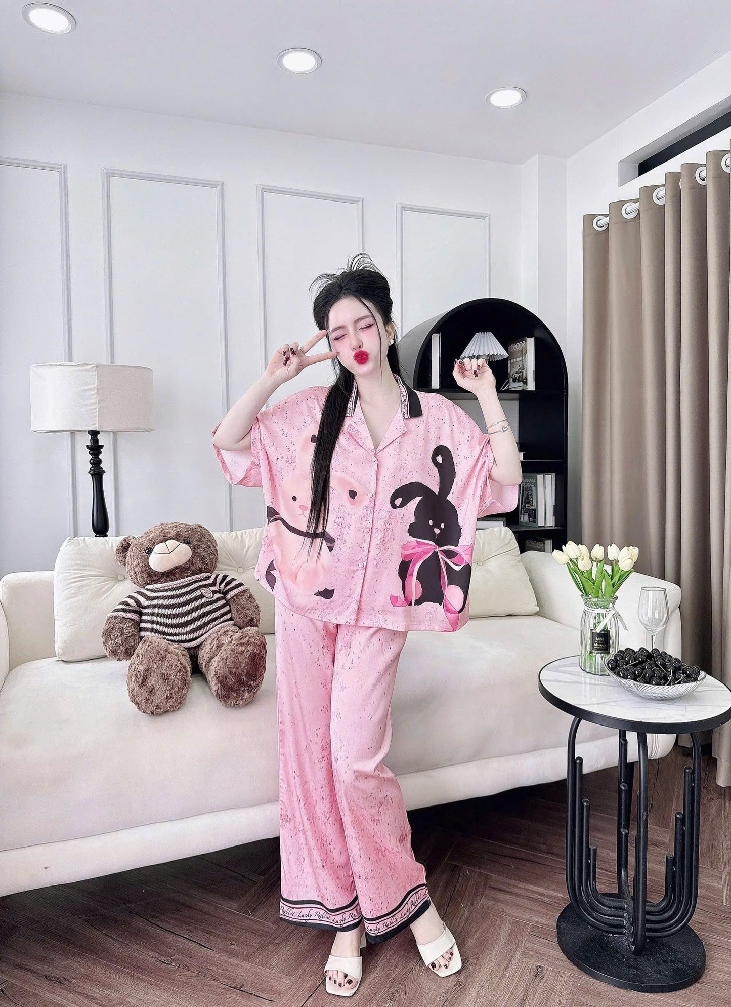 Bộ pijama quần dài áo tay lỡ cánh dơi siêu xinh
