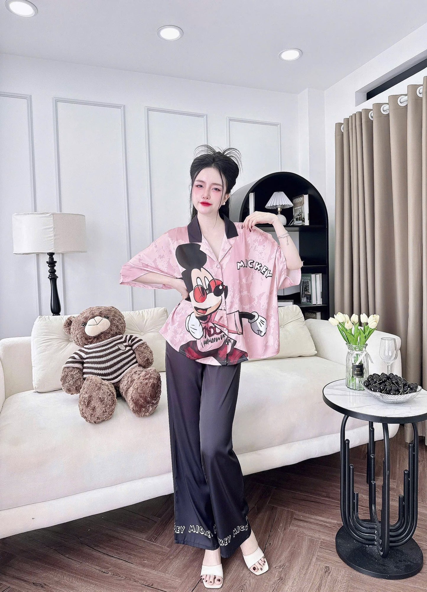 Bộ pijama quần dài áo tay lỡ cánh dơi siêu xinh