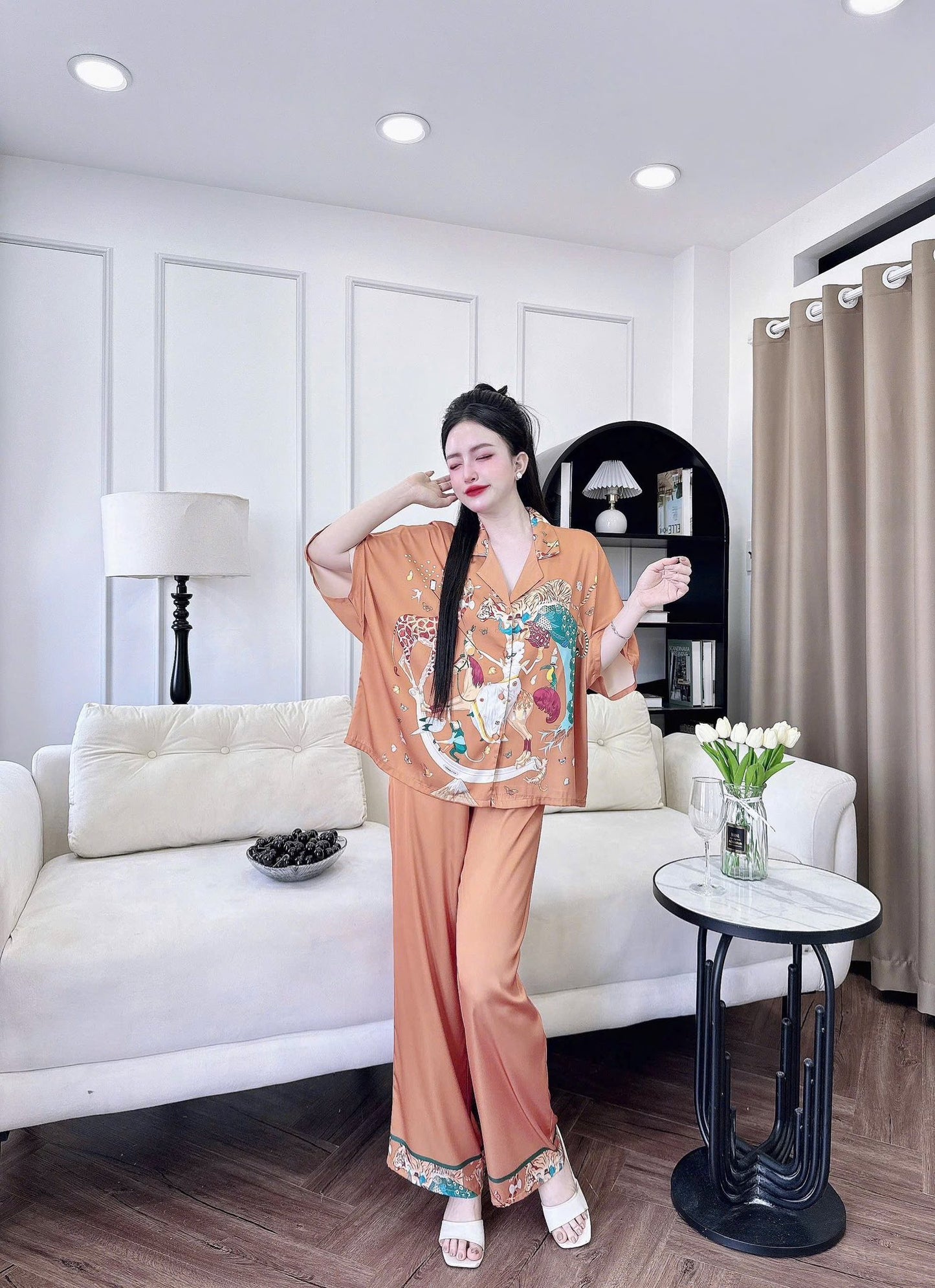 Bộ pijama quần dài áo tay lỡ cánh dơi siêu xinh