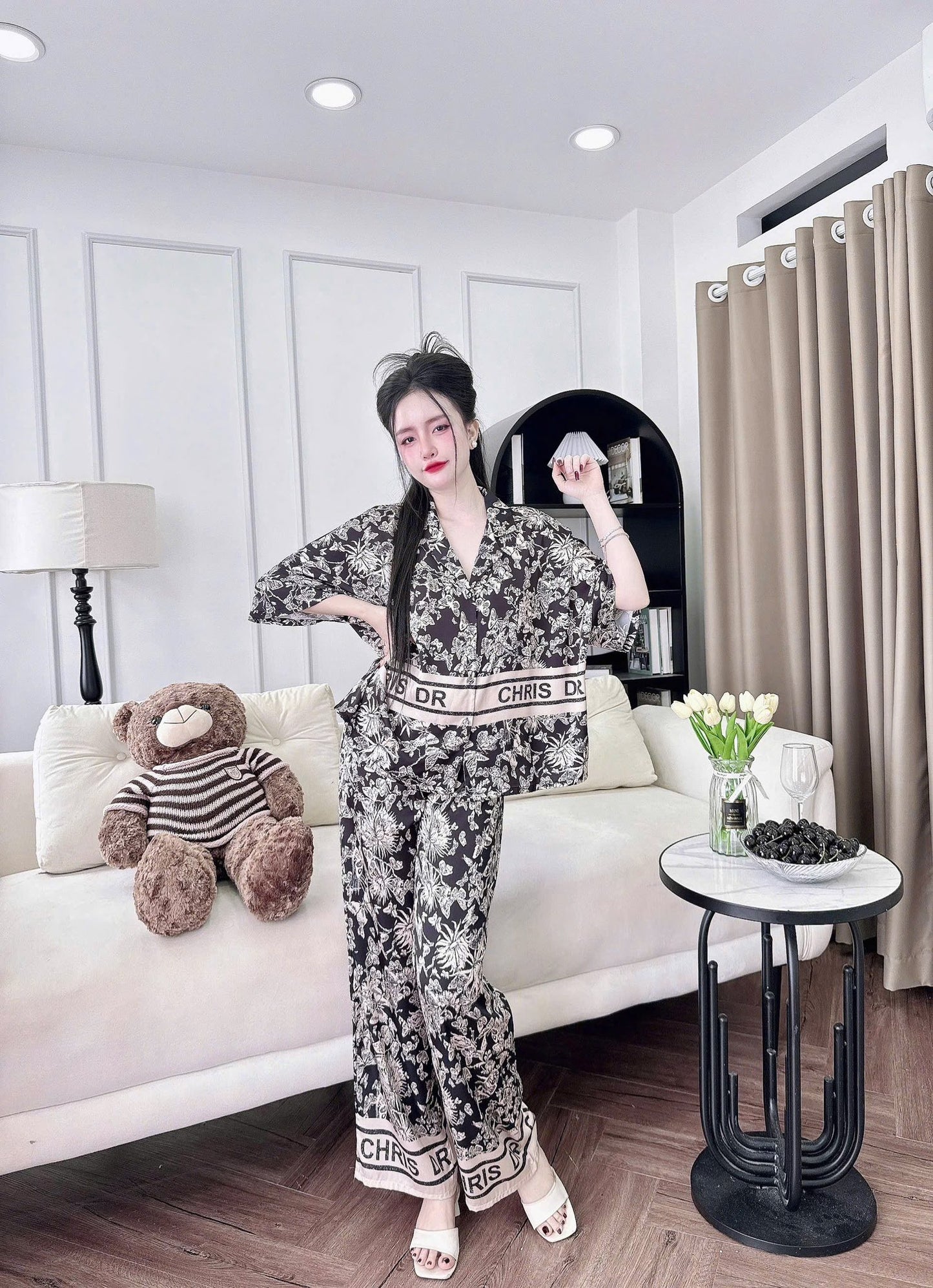 Bộ pijama quần dài áo tay lỡ cánh dơi siêu xinh