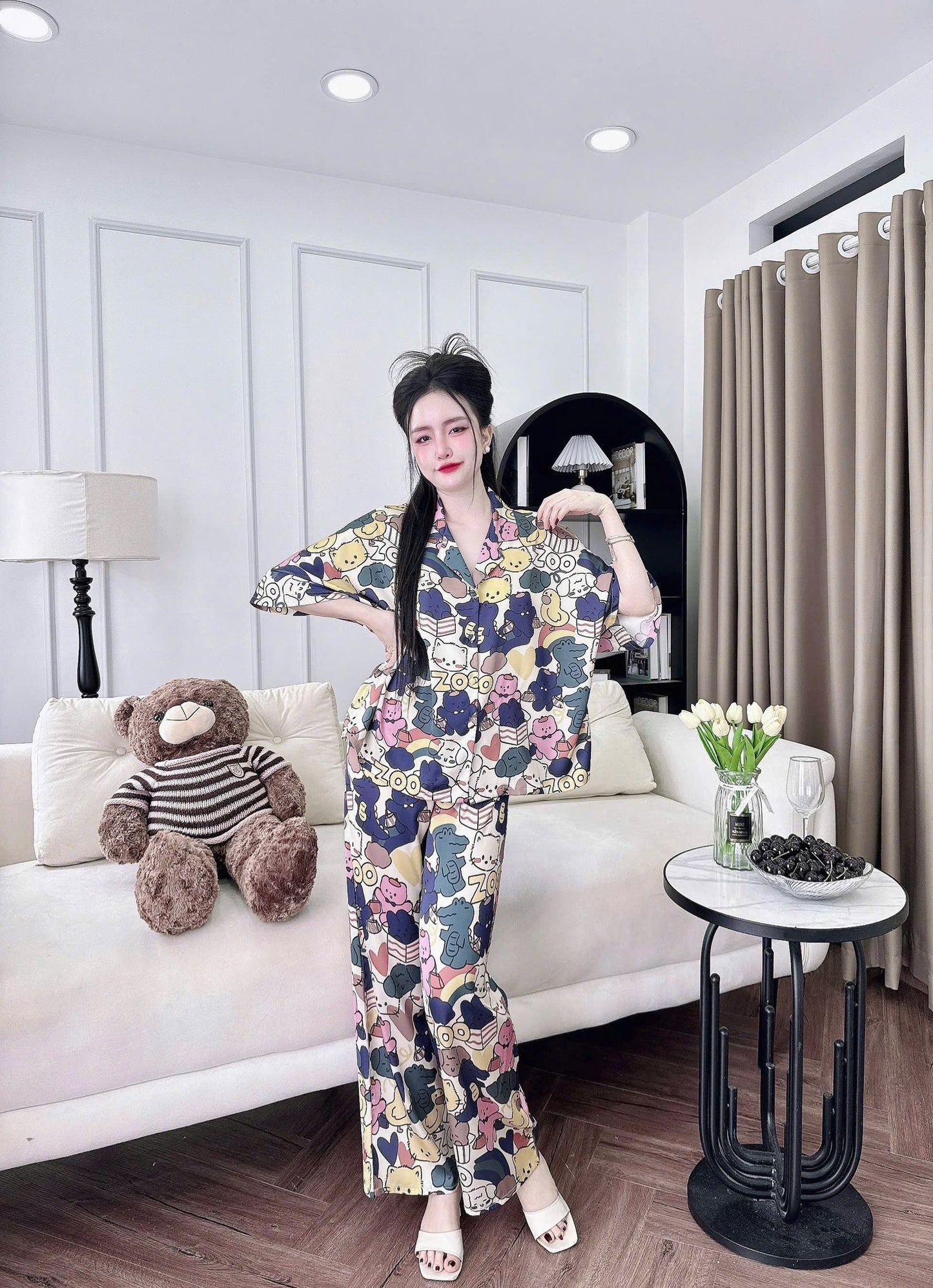 Bộ pijama quần dài áo tay lỡ cánh dơi siêu xinh