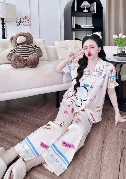 Pijama tay ngắn Bee cổ bèo xinh yêu