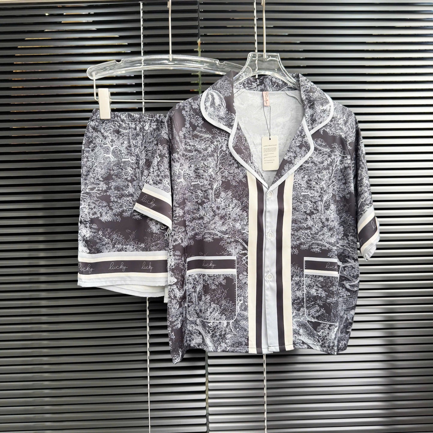 Pijama Đùi Raglan Lụa Latin Flamingo