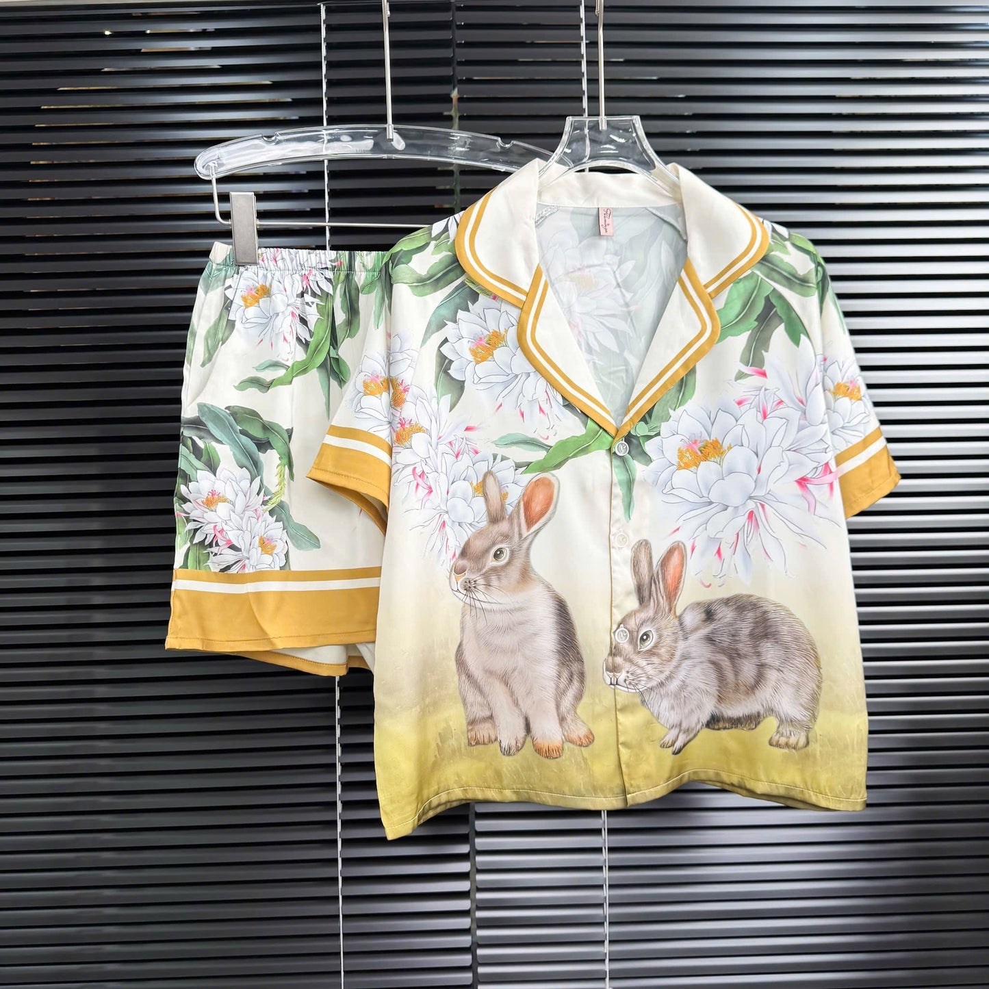 Pijama Đùi Raglan Lụa Latin Flamingo