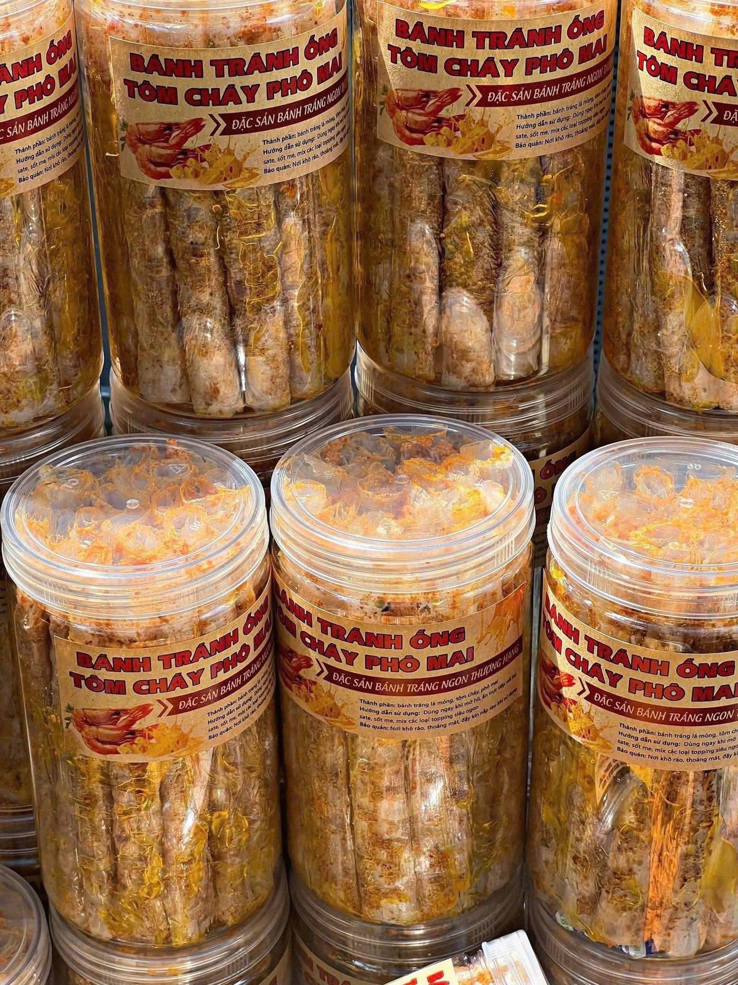 Bánh tráng ống tôm cháy phô mai