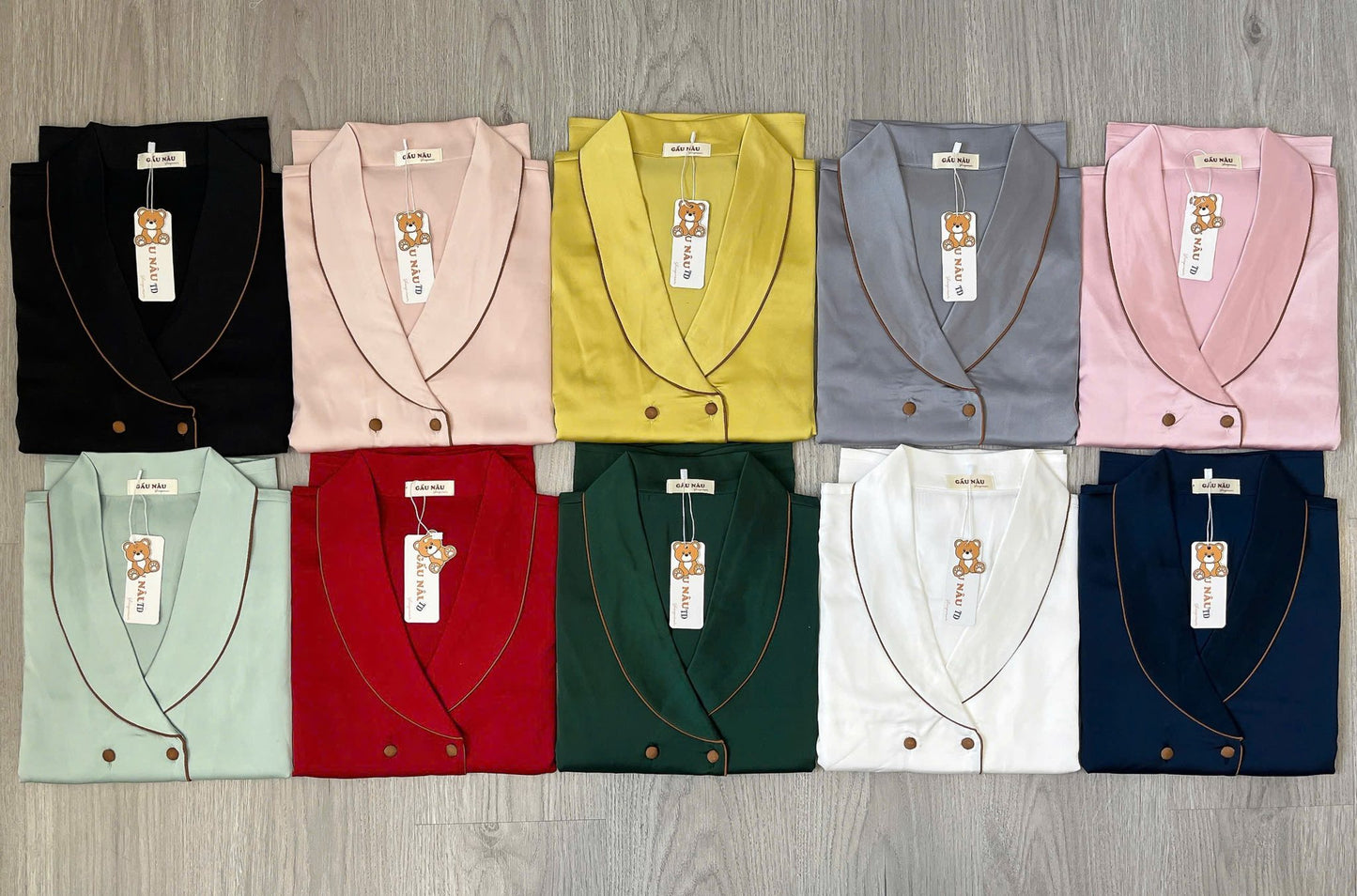 Pijama tay ngắn quần dài Teddy trơn cao cấp