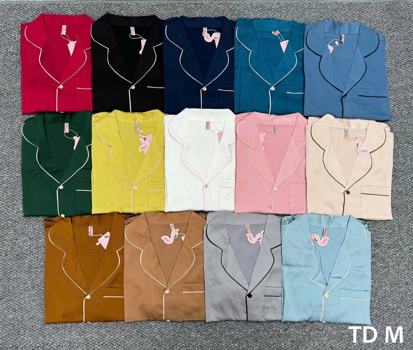 Pijama tay dài quần dài lụa latin trơn viền lụa