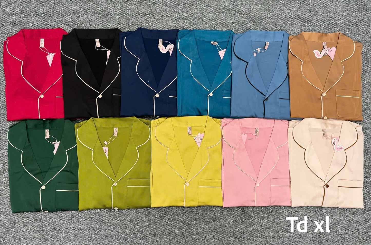 Pijama tay dài quần dài lụa latin trơn viền lụa