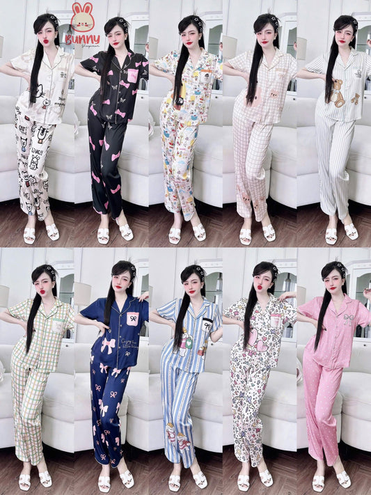 Đồ ngủ Pijama tay ngắn viền cong Bunny