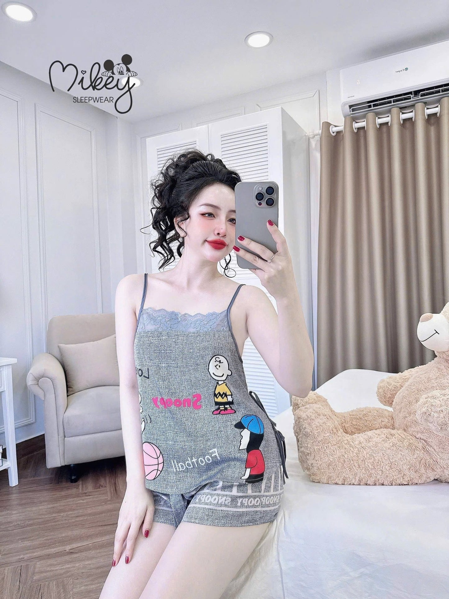 Đồ ngủ 2 dây Mikey Lattin cột eo phối ren New