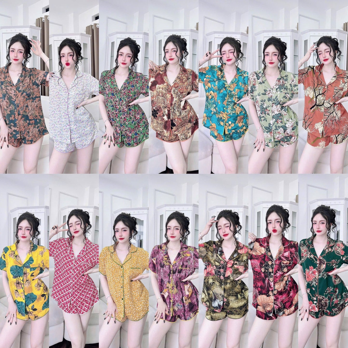 Bộ Pijama Đùi Ren Túi, Lụa Tơ Tằm Cao Cấp