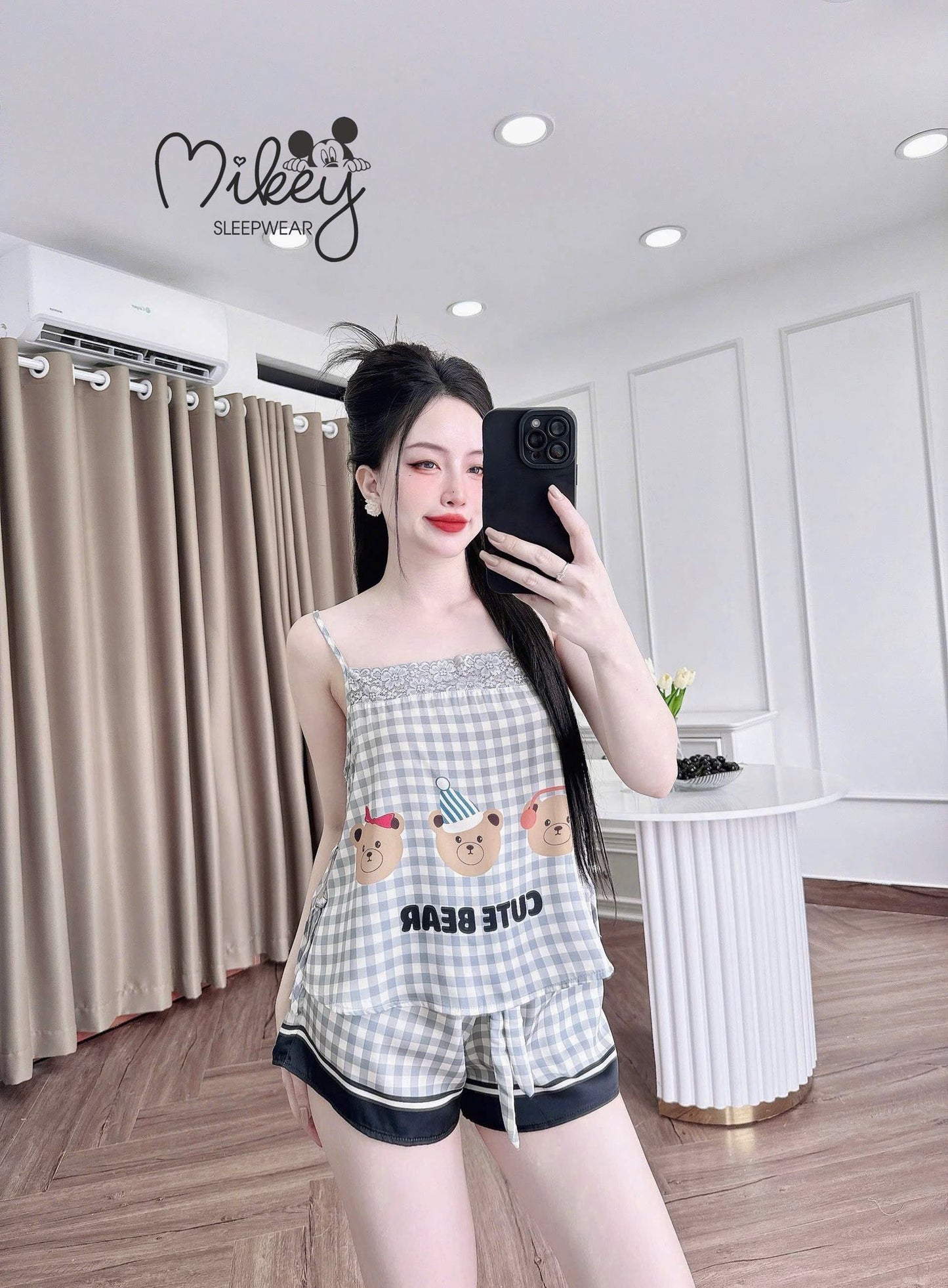 Đồ ngủ 2 dây Mikey Lattin cột eo phối ren New