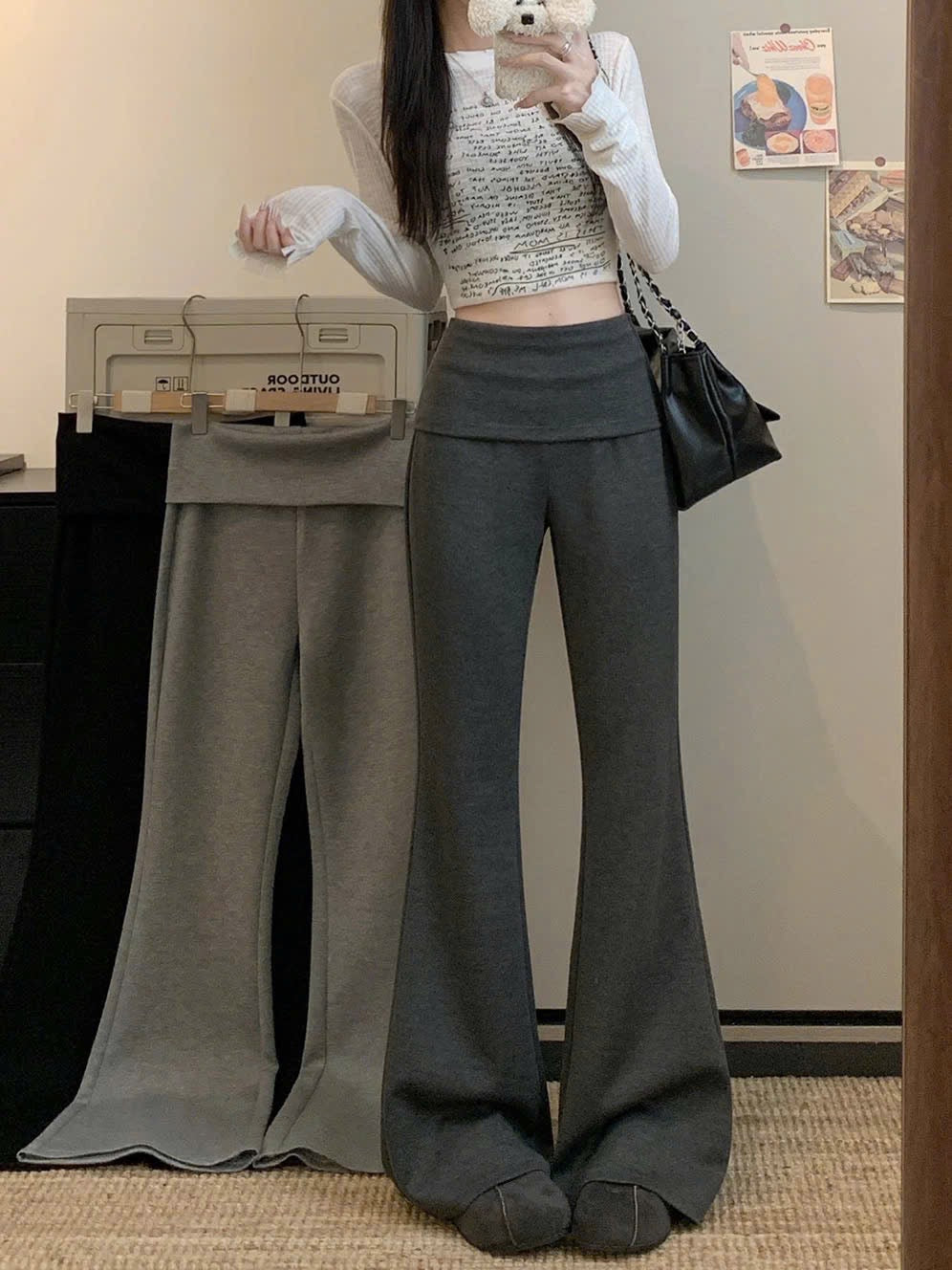 Quần ống loe jean & thun hack chân dài miên man