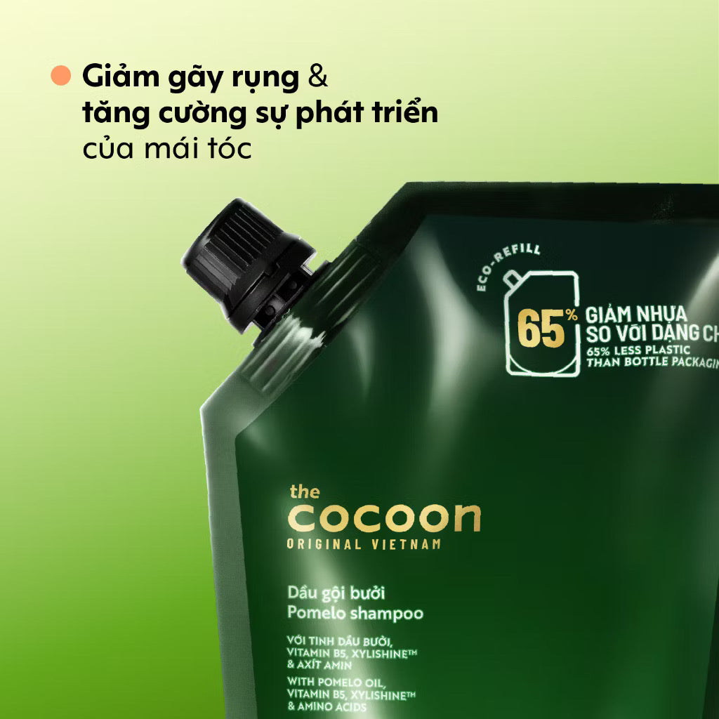 ￼Túi Refill - Dầu gội bưởi Cocoon giúp giảm gãy rụng và làm mềm tóc 500ml