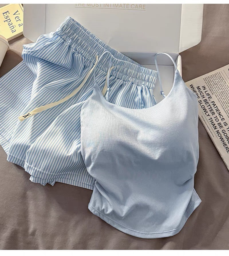 Set 2 dây trơn mút lót và quần đùi sọc dây rút
