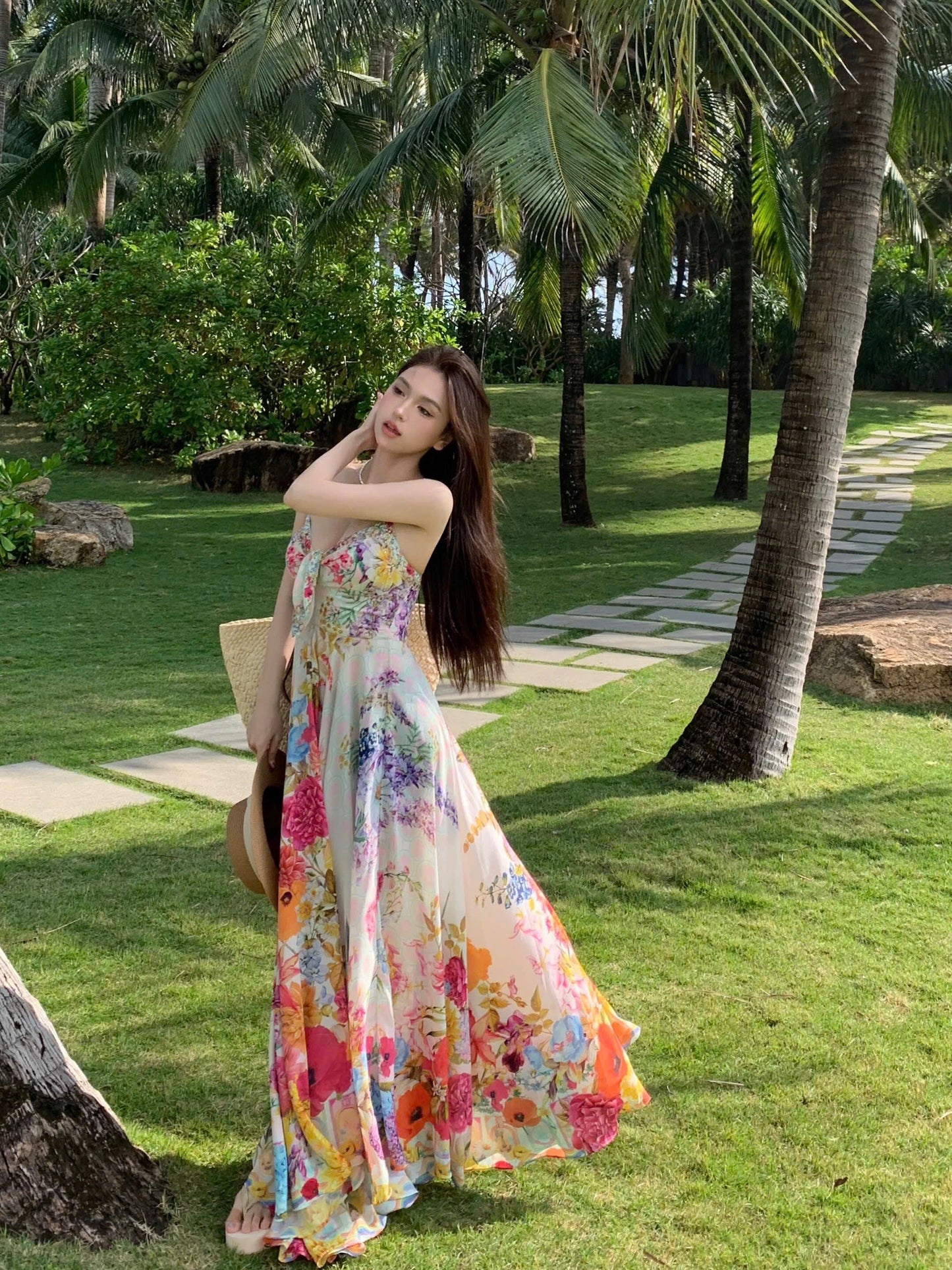 Đầm maxi hoa nhẹ nhàng