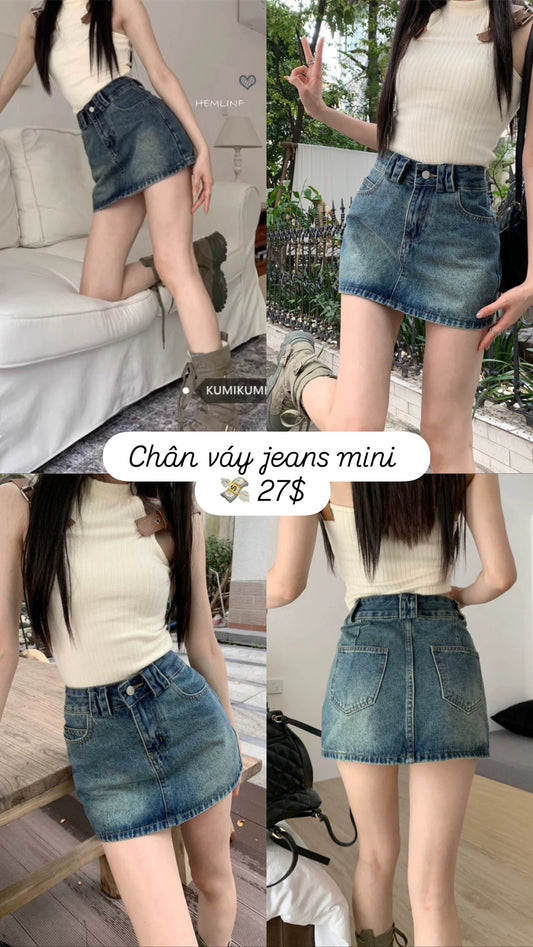 Chân váy jean mini siêu xinh gom order 27$