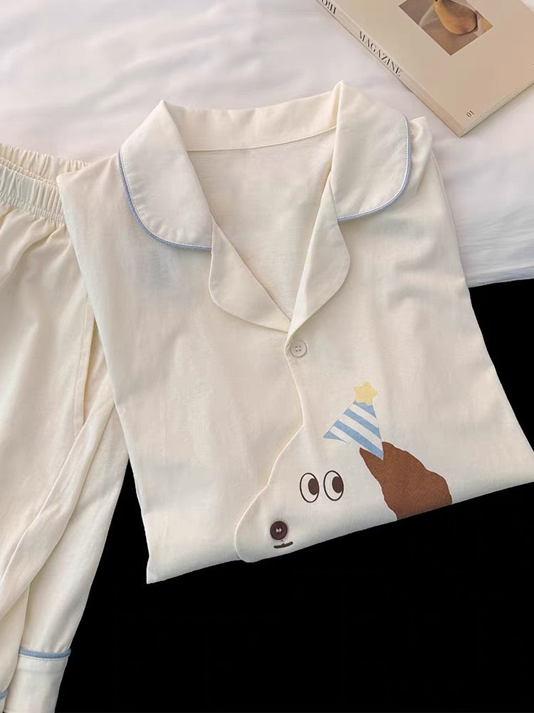 Pijama ngắn hình cún đội mũ