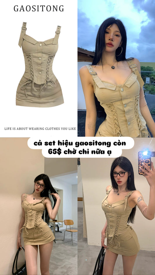 Áo dây mảnh GAOSITONG phong cách retro chỉ 65$