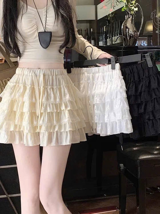 Chân váy lưng chun dây rút voan tầng bồng bềnh