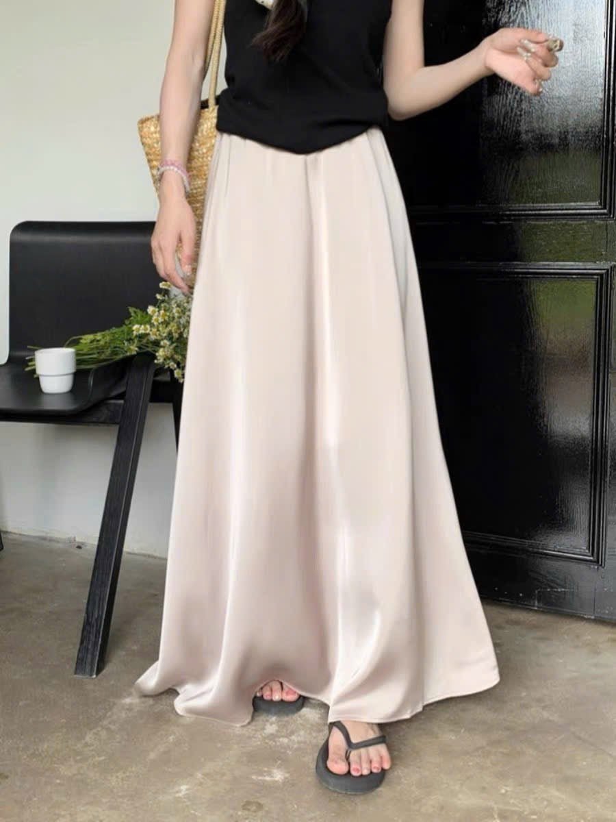 Chân váy lụa satin