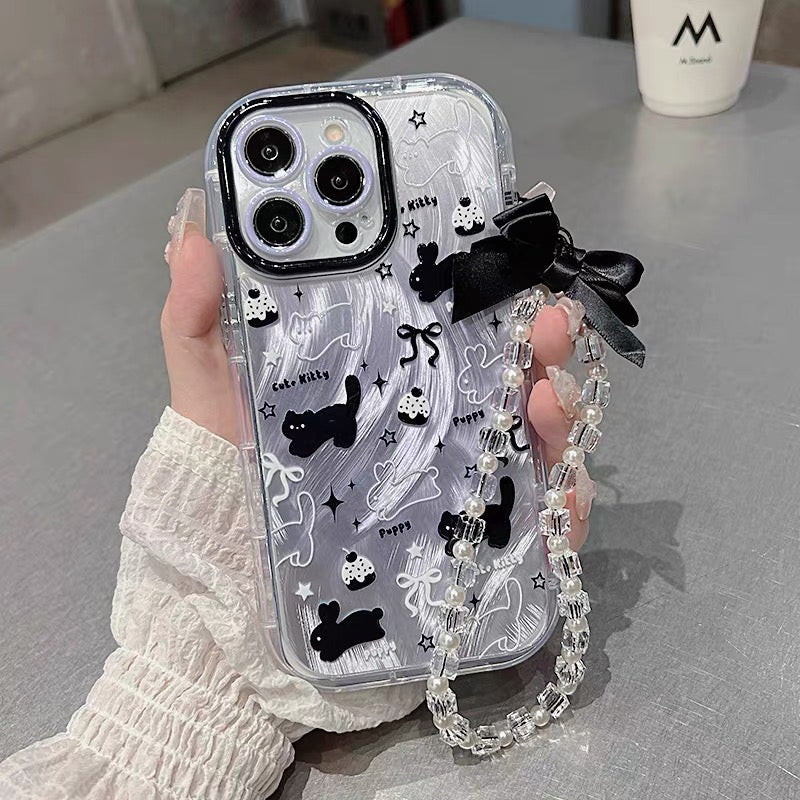 Ốp lưng IP mèo đen vân xám bạc
