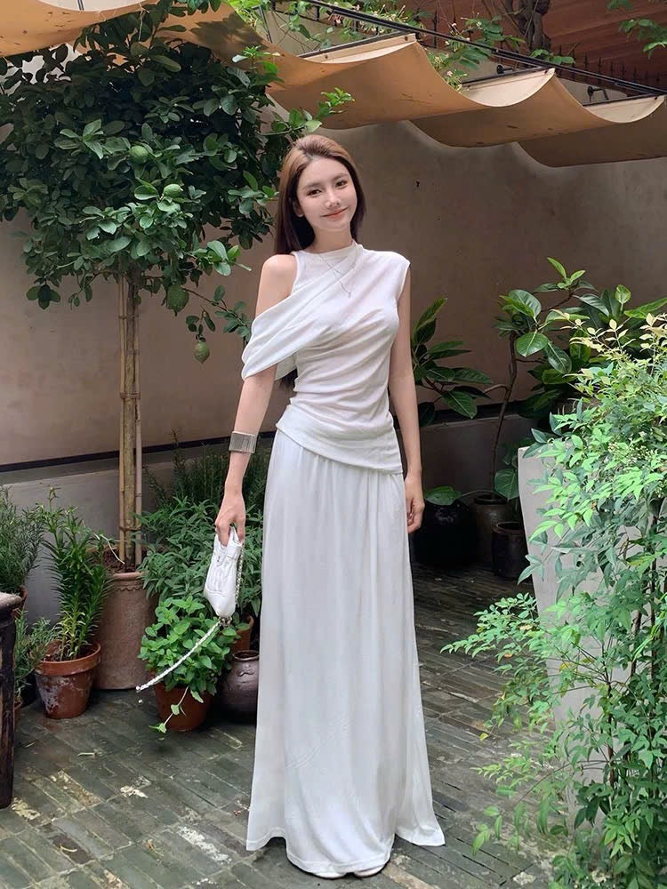Set áo mix chân váy dài sang trọng