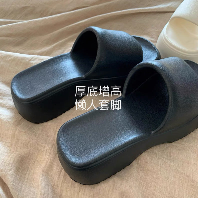 Dép quai ngang đế cao màu trơn