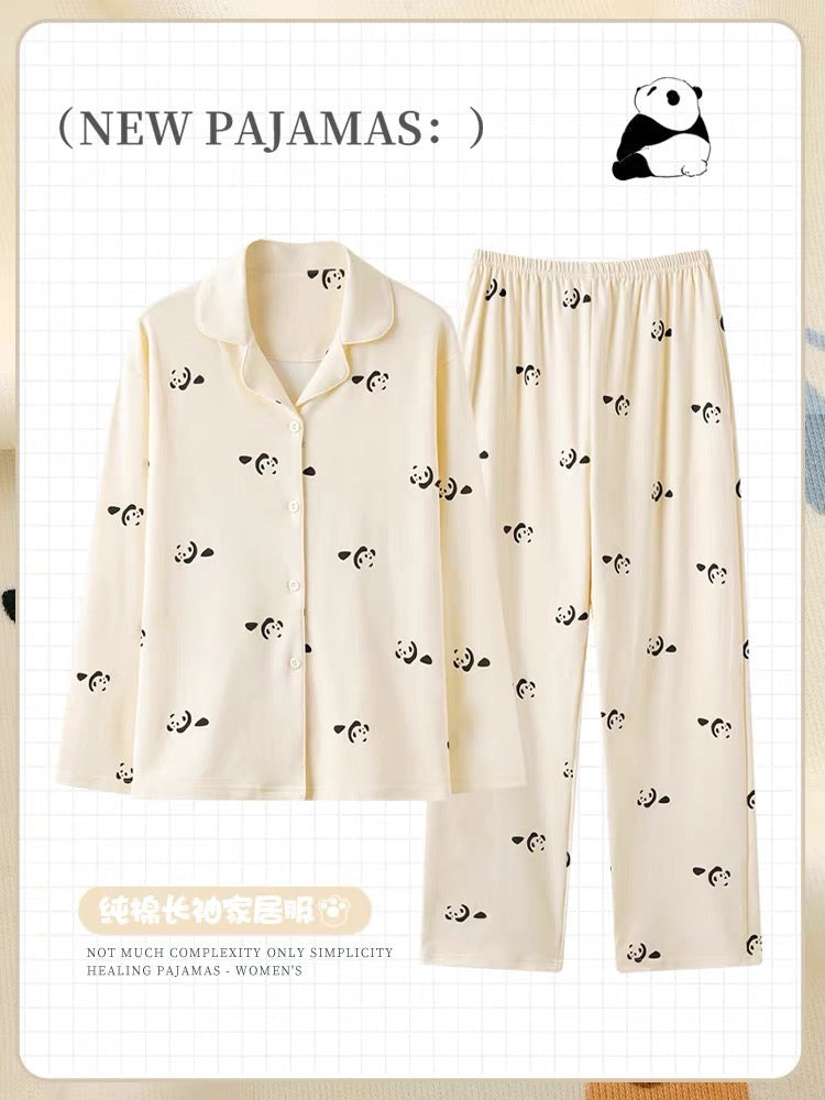 Pijama tay dài quần dài gấu trúc