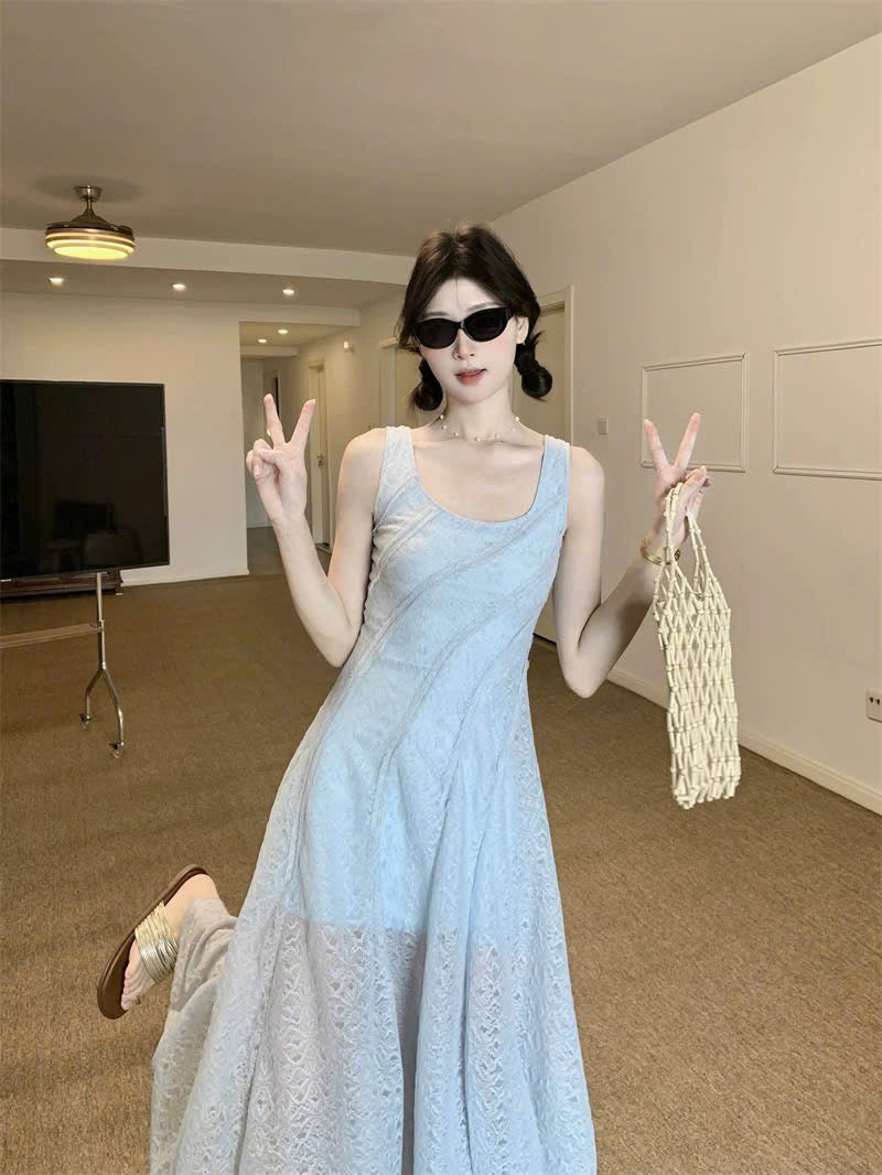 Váy basic màu xanh dương