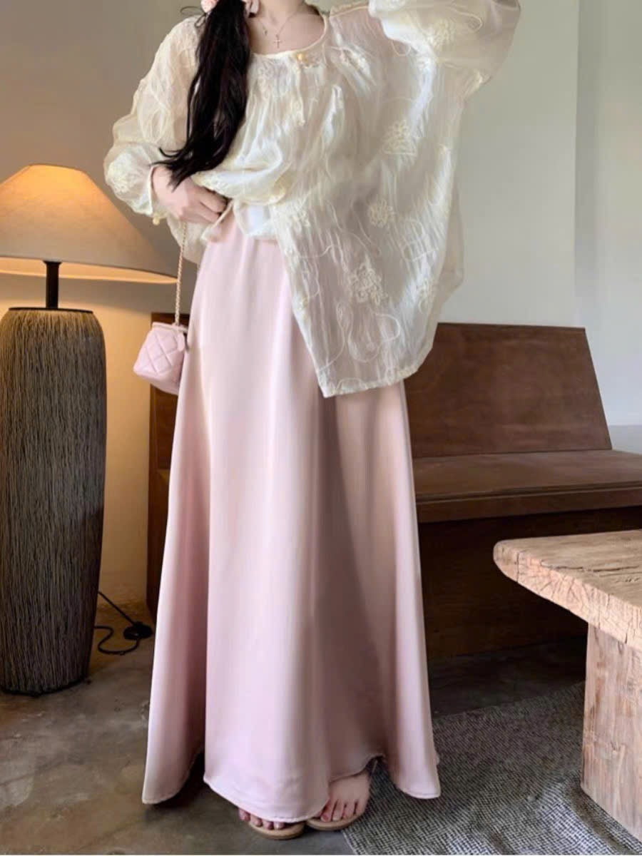 Chân váy lụa satin