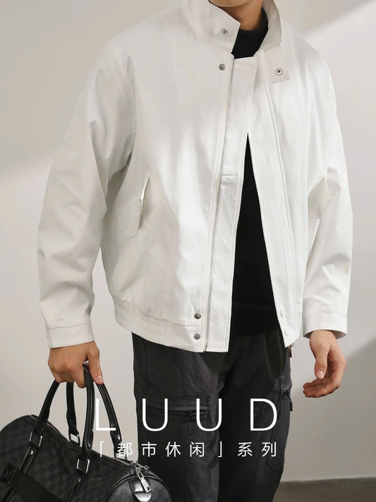 Áo khoác bomber trắng 2 dây kéo xịn xò