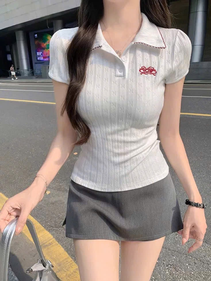 Áo polo trắng basic tôn dáng