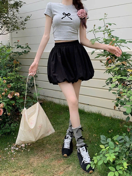 Chân váy bí phồng nhẹ basic