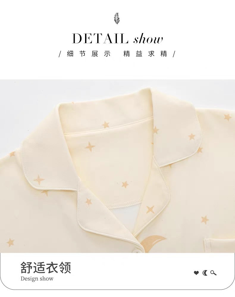 Pijama tay dài quần dài trăng sao