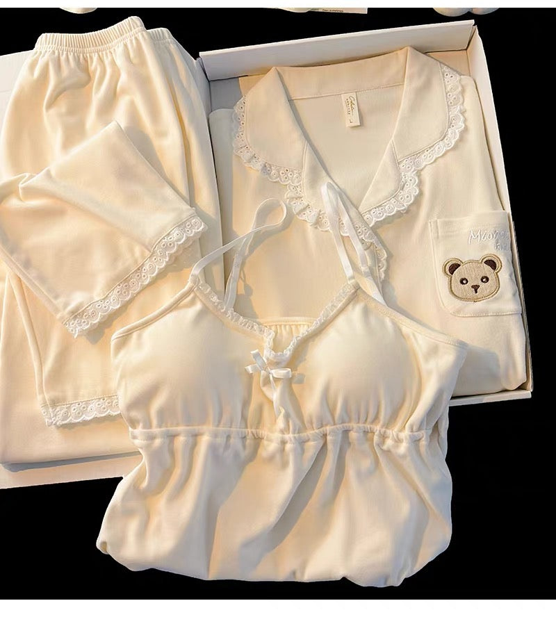 Set ngủ 3 món nhung màu mơ