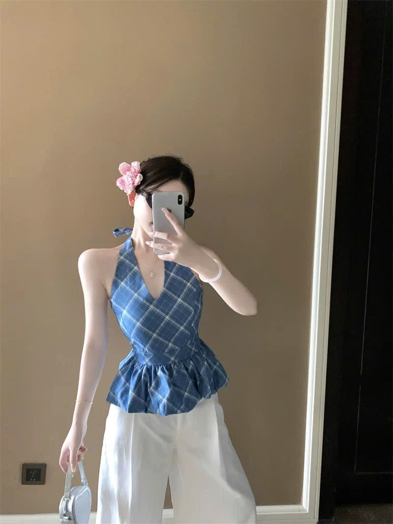 Áo cổ yếm xoè cute