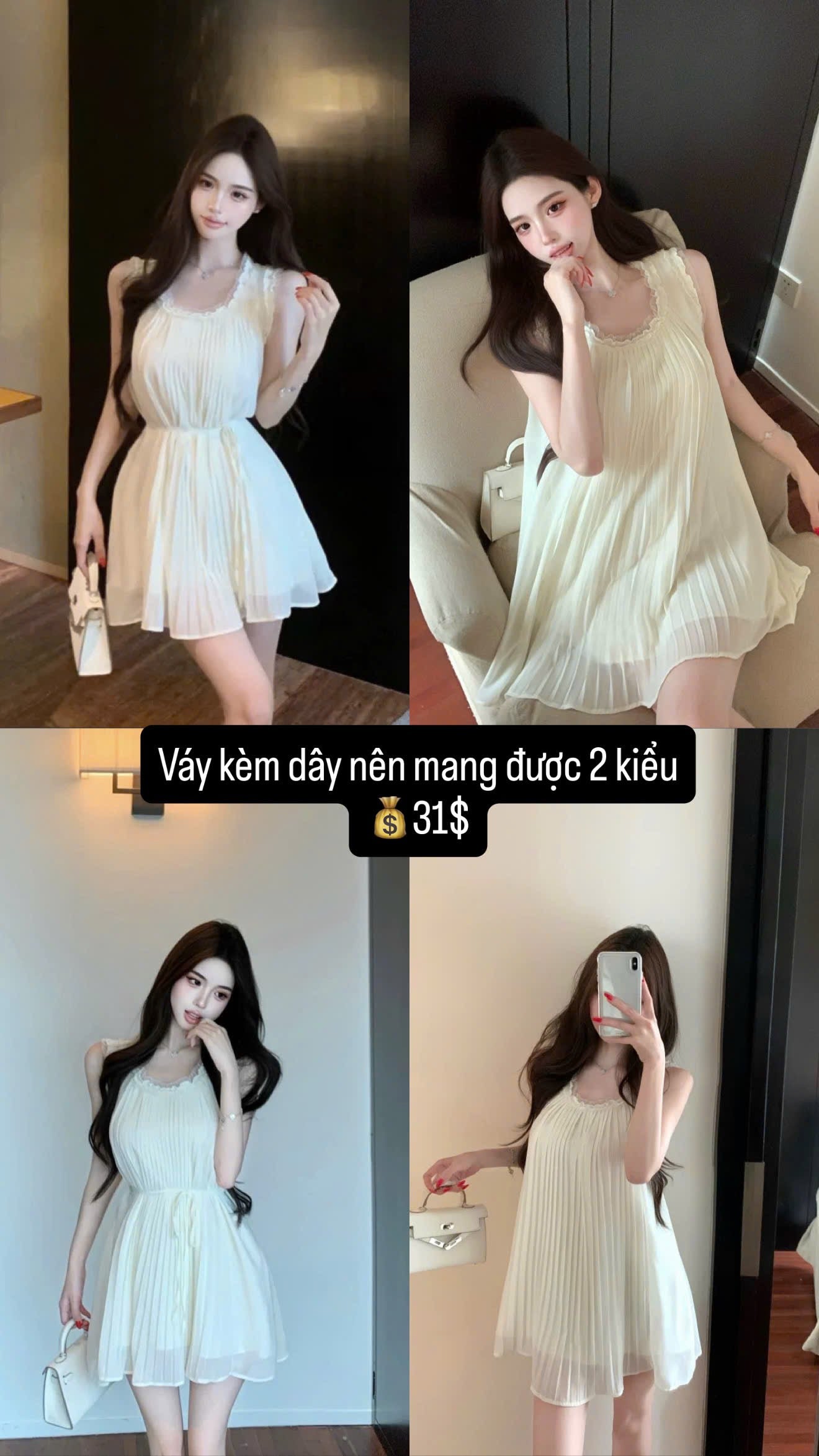 Váy xinh kèm dây mang được 2 kiểu