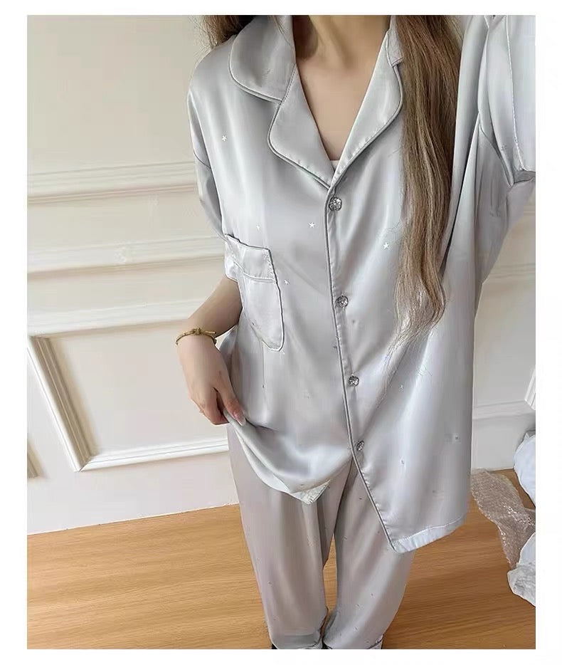 Pijama lụa băng tinh tú dài - ngắn
