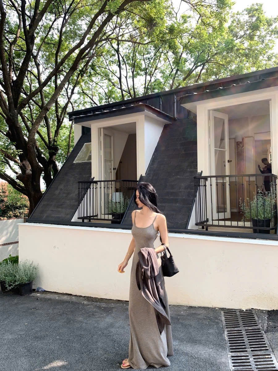 Set đầm dài body thun 2 dây