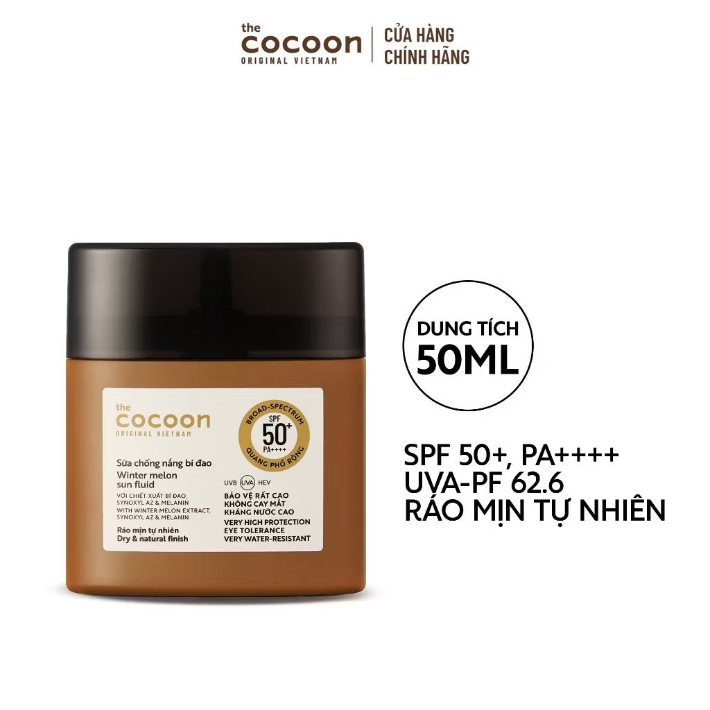 ￼Sữa chống nắng bí đao - Ráo mịn tự nhiên SPF 50+, UVA-PF 62.6 Cocoon