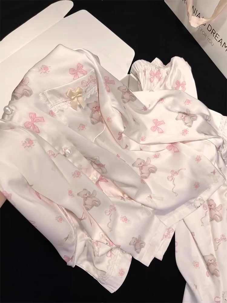 Pijama gấu nơ dễ thương