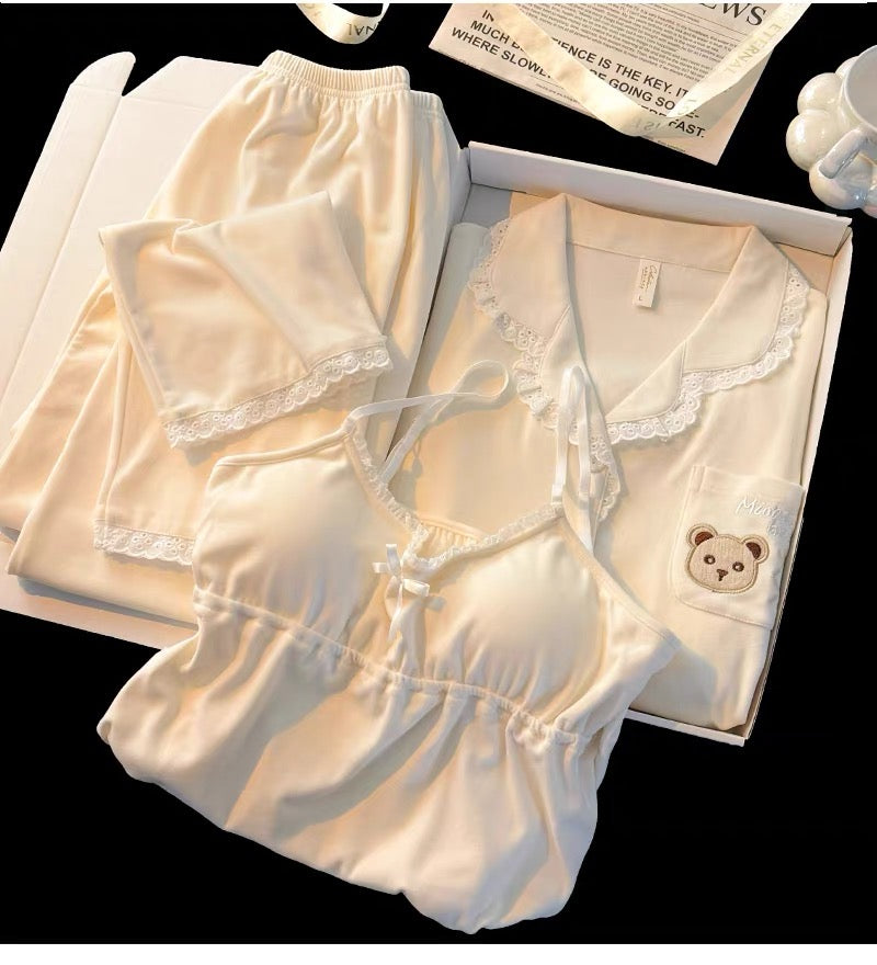 Set ngủ 3 món nhung màu mơ