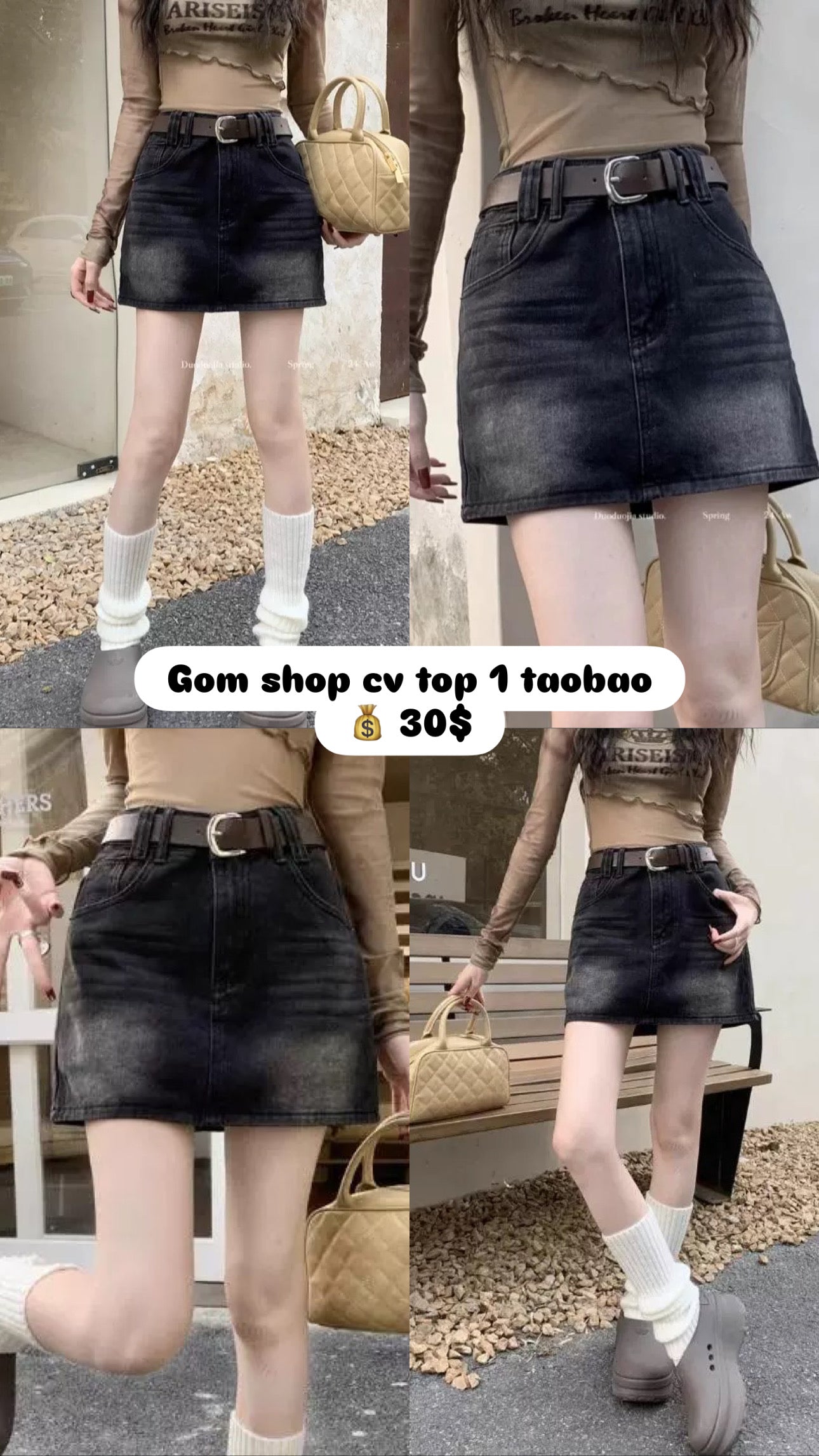 Chân váy jean top 1 Taobao gom order 30$